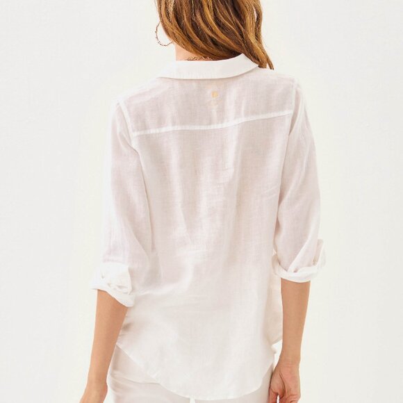 NWT Lilly Pulitzer Sea View Linen Button Down Top Size Large New $128 - Picture 3 of 9